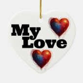 "Eeuwige Liefde: Handgemaakte keramische hart Orna Keramisch Ornament (Achterkant)