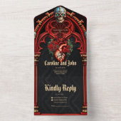 Eeuwige liefde in de schaduw van rozen. all in one uitnodiging (Binnen)