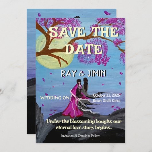 Eeuwige Liefde Kersenbloesem Bewaar de Datum Save The Date (Voorkant / Achterkant)