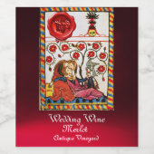 EEUWIGE LIEFDE, RODE WAX SEAL druiven Romantische  Wijn Etiket (Enkel label)