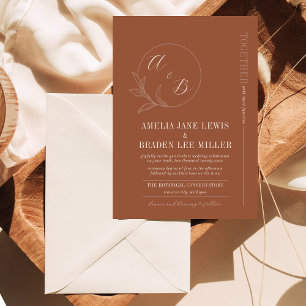 eeuwige liefde   terracotta   huwelijksuitnodiging kaart