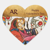 EEUWIGE LIEFDE VALENTIJN HART MONOGRAM PERKAMENT HART STICKER (Voorkant)