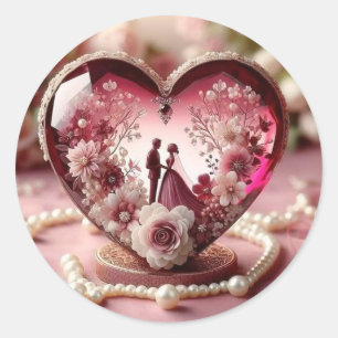 Eeuwige Liefdes Hartsculptuur Ronde Sticker