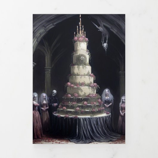 Eeuwige Matrimony Gotische Bruiloft Drieluik Uitnodiging (Cover)