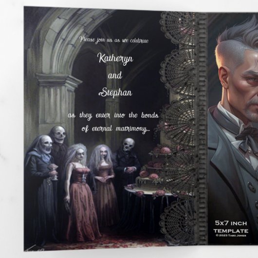 Eeuwige Matrimony Gotische Bruiloft Drieluik Uitnodiging (Binnenzijde eerst)