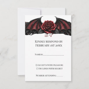Eeuwige Nacht Gotische Vampier Bruiloft Donkere Ro RSVP Kaartje