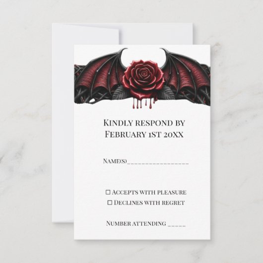 Eeuwige Nacht Gotische Vampier Bruiloft Donkere Ro RSVP Kaartje (Voorkant)