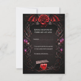 Eeuwige Nacht Gotische Vampier Bruiloft Donkere Ro RSVP Kaartje