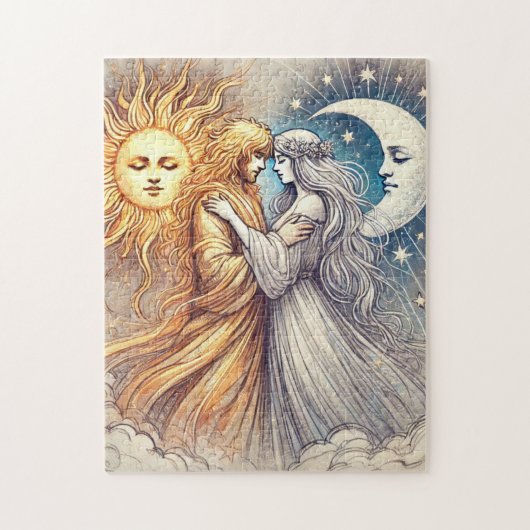 Eeuwige Omarming – Zon & Maan Liefde Legpuzzel (Verticaal)