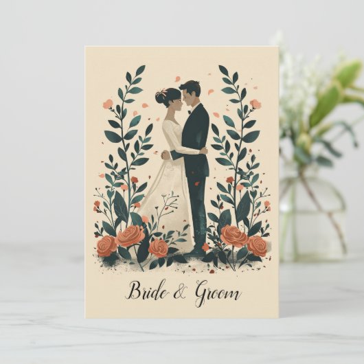 Eeuwige omhelzing bruiloft kaart (Staand voorkant)