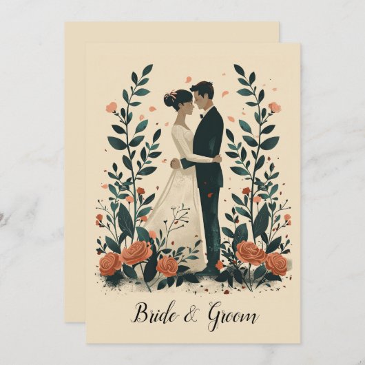 Eeuwige omhelzing bruiloft kaart (Voorkant / Achterkant)