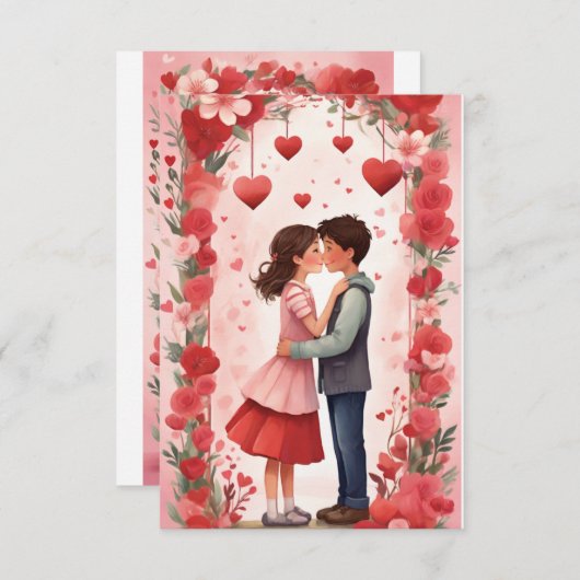 Eeuwige omhelzing: een Valentijnsdag kus Bedankkaart (Voorkant / Achterkant)