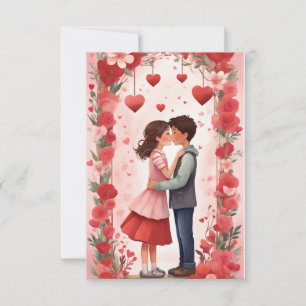 Eeuwige omhelzing: een Valentijnsdag kus Bedankkaart