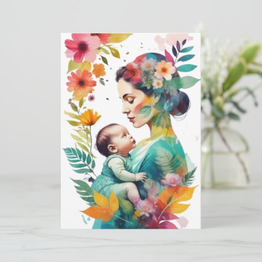 Eeuwige omhelzing" "Moederschap magie" Feestdagenkaart (Staand voorkant)