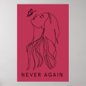 Eeuwige Reflectie: Vlinder en Vrouw Line Art Poster (Voorkant)