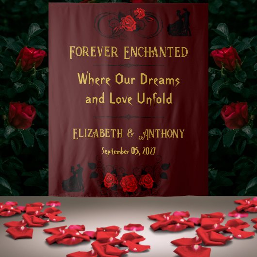 Eeuwige Romance Huwelijk Achtergrond Wandkleed