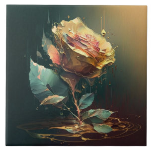 Eeuwige Roos - Delicate en Gracevolle Bloemkunst Tegeltje