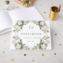 Eeuwige Rozen Elegante Groene Bloemenbruiloft Gastenboek