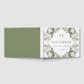 Eeuwige Rozen Elegante Groene Bloemenbruiloft Gastenboek (Volledig)