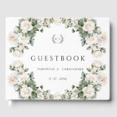 Eeuwige Rozen Elegante Groene Bloemenbruiloft Gastenboek (Voorkant)