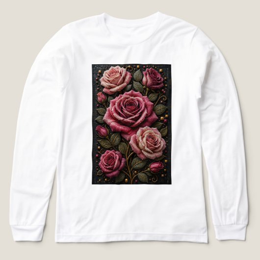 Eeuwige Rozen in 3D Micro Mozaïek – Luxe Bloemen Tri-Blend Shirt (Voorkant)