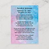 Eeuwige Sereniteit Gepersonaliseerde Sympathie Kaa Contactkaartje (Achterkant)