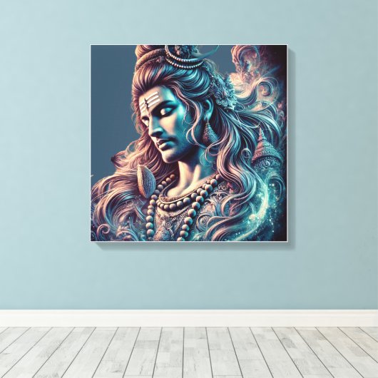 Eeuwige Shiva: De Allerhoogste Yogi in Goddelijke Canvas Afdruk (Insitu (Houten vloer))