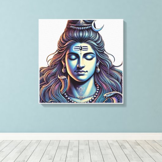 Eeuwige Shiva: De Allerhoogste Yogi in Goddelijke Canvas Afdruk (Insitu (Houten vloer))