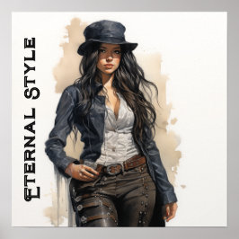 Eeuwige Steampunk Stijl Jonge Vrouw Poster