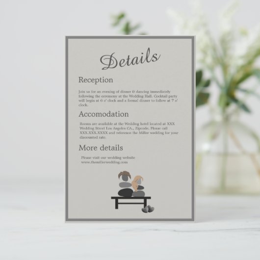 Eeuwige Stenen paar Boho bruiloft Informatiekaartje (Staand voorkant)