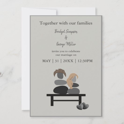 Eeuwige Stenen paar Boho bruiloft uitnodiging (Voorkant)