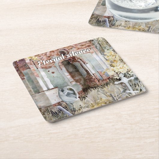 Eeuwige stilte op het kerkhof kartonnen onderzetters (Schuin)