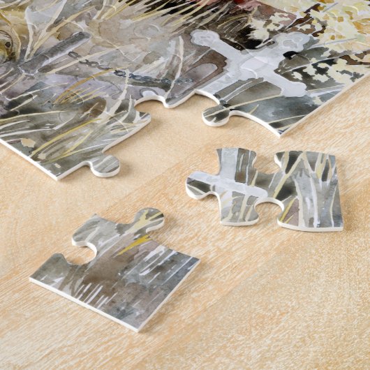 Eeuwige stilte op het kerkhof legpuzzel (Zijkant)