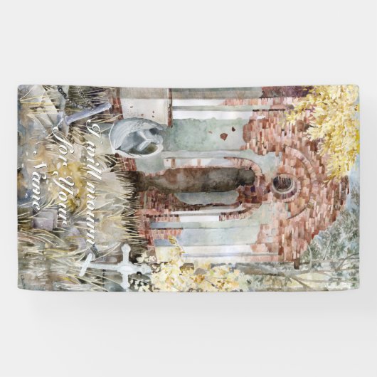 Eeuwige stilte op het kerkhof spandoek (Horizontaal)