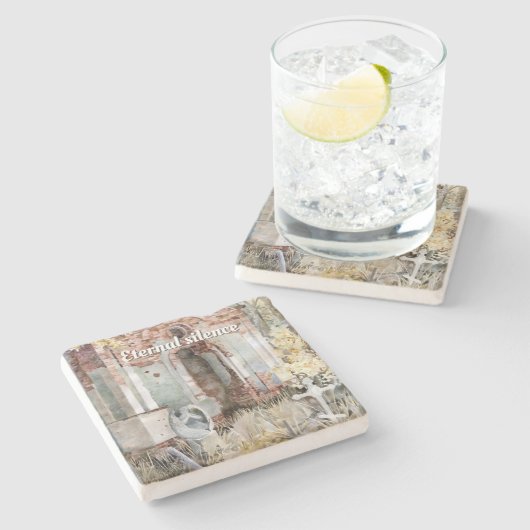 Eeuwige stilte op het kerkhof stenen onderzetter (Zijkant)