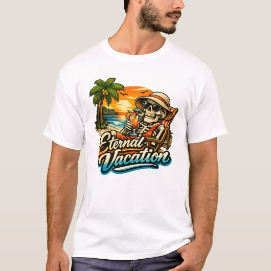 Eeuwige Vakantie – Tropisch Skelet Basic T-Shirt (Voorkant)