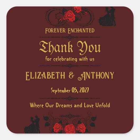 Eeuwige Verbondenheid Trouwen Vierkante Sticker (Voorkant)