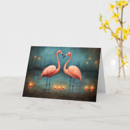 Eeuwige Vlammen van Liefde Valentijn Flamingo's Kaart