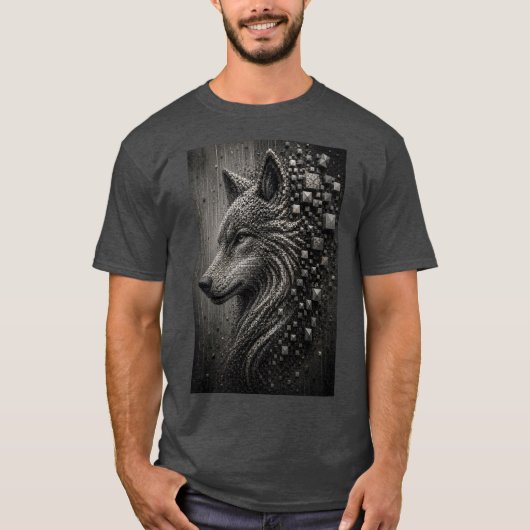Eeuwige Wolf | Abstracte 3D Micro Mozaïek Wolf T-shirt (Voorkant)