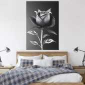 Eeuwige Zilveren Roos Canvas Afdruk (Insitu (Slaapkamer))