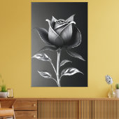 Eeuwige Zilveren Roos Canvas Afdruk (Insitu (Woonkamer))