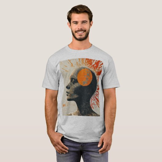 Eeuwige Zon: Memento Mori Halftone Collage T-Shir T-shirt (Voorkant volledig)