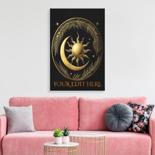 Eeuwige Zonneverduistering en Vergulde Palmblad Canvas Afdruk