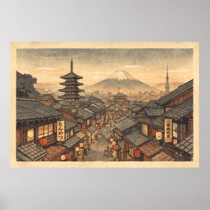 Eeuwige Zonsondergang in Oud Kyoto Poster