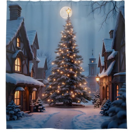 Eeuwiggroene Gloed – Kunstregen Gordijn met Kerstb (Voorkant)