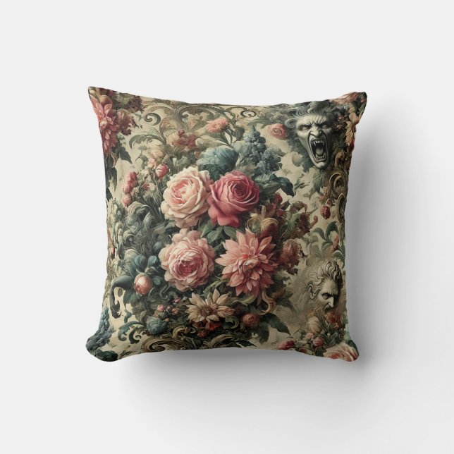 Eeuwigheid van vaak genoeg - Gothic Floral Design Kussen (Voorkant)