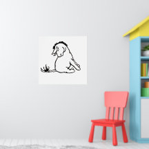 Eeyore kijkt naar zijn staart zwart-wit Poster