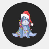 Eeyore Santa Claus  Ronde Sticker (Voorkant)