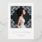 Efecto Metálico Plateado Real Foto Quinceañera Folie Uitnodiging (Voorkant)