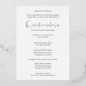 Efecto Metálico Plateado Real Foto Quinceañera Folie Uitnodiging (Achterkant)